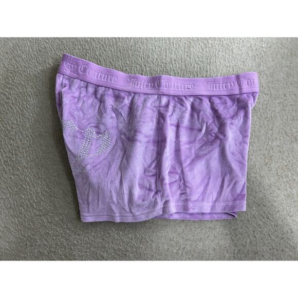 Juicy Couture Lilac Velour Sleep Shorts Sz M Bling Rhinestone Soft Pajama Short - Picture 5 of 7